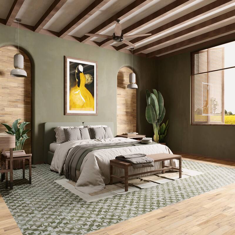 Merola Tile Kings Nouveau Sage 17-5/8" x 17-5/8" Fluted Ceramic Floor and Wall Tile - Case (5 Tiles)