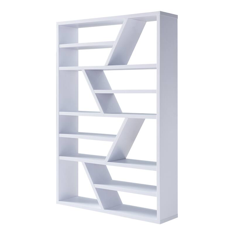 Emize Modern 12-Shelves Solid Wood Etagere Bookshelf and Display Stand by Furniture of America