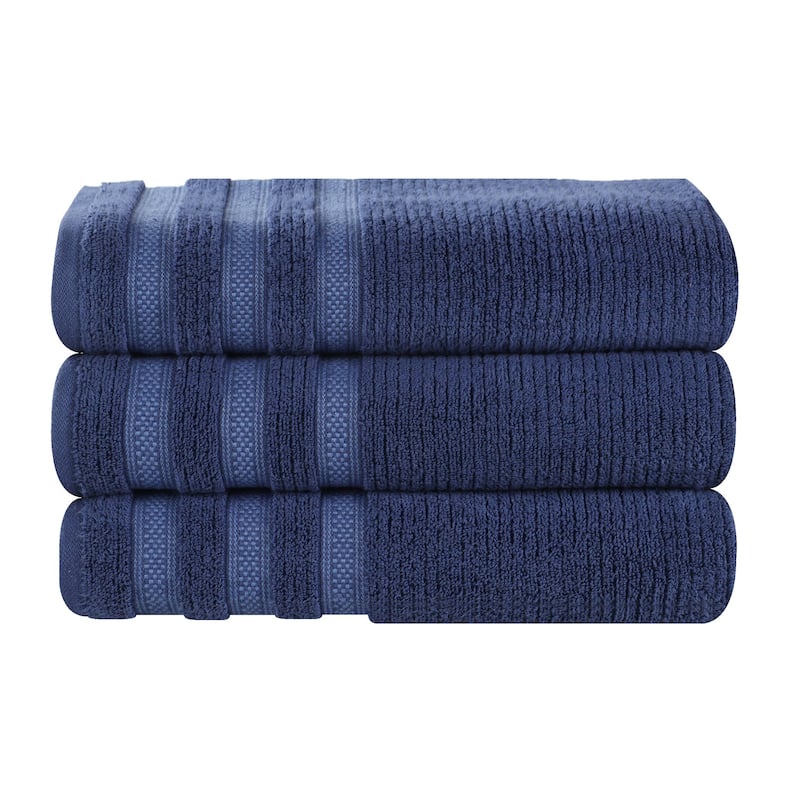 Superior Brea Zero Twist Cotton Ribbed Modern Bath Towel Set of 3