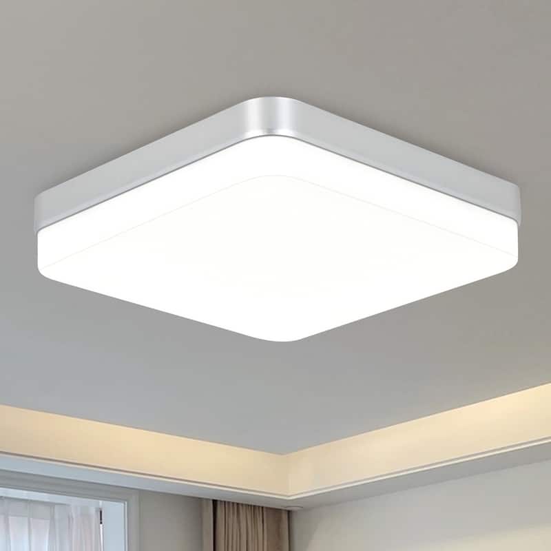 24Watts Square Selectable LED Flush Mount Ceiling Light for Dining Room Living Room Bedroom Kitchen - 7.08"Dx1.57H"