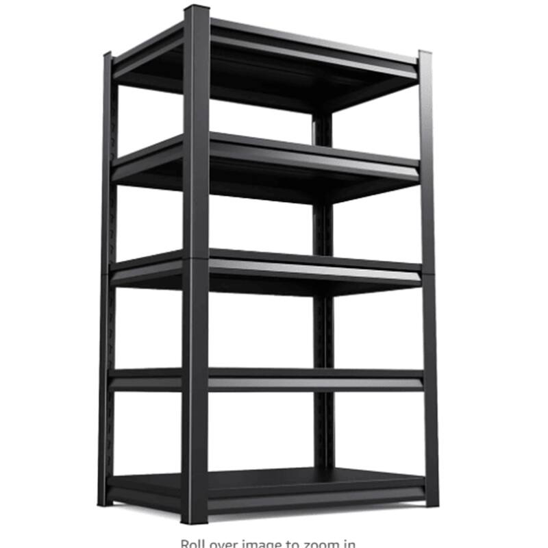 5-Tier Adjustable 72" Metal Garage Storage Shelving Unit - Black