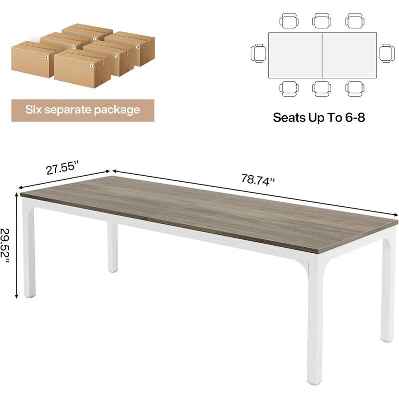 Modern Office 13FT Conference Table Set of 6, Large Rectangle Meeting Table, 78.74-Inch Long Business Seminar Table