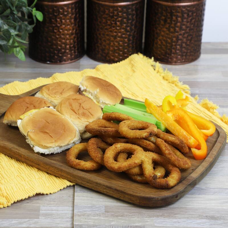 MegaChef 14 Inch Acacia Wood Rectangle Serving Board with Handle