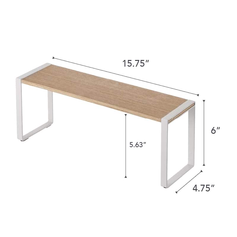 Yamazaki Home Single-Tier Riser, Steel and Wood, Holds 4.4 lbs - L 4.72 x W 15.75 x H 6.1 inches