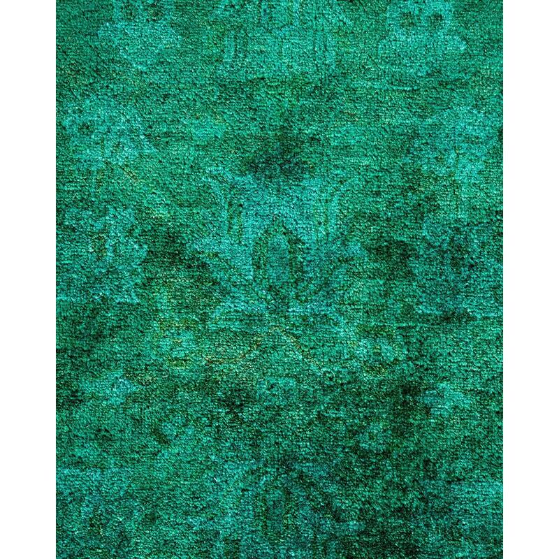 Overton Hand Knotted Wool Vintage Inspired Modern Contemporary Overdyed Green Area Rug - 8' 4" x 10' 6"