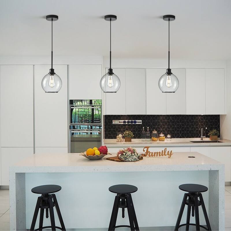 Starsky 1-Light 9in. Modern Globe Single Clear Glass Pendant Light