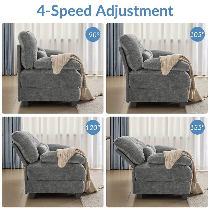 93" Modern Adjustable Backrest Sectional Sofa Set with Throw Pillows