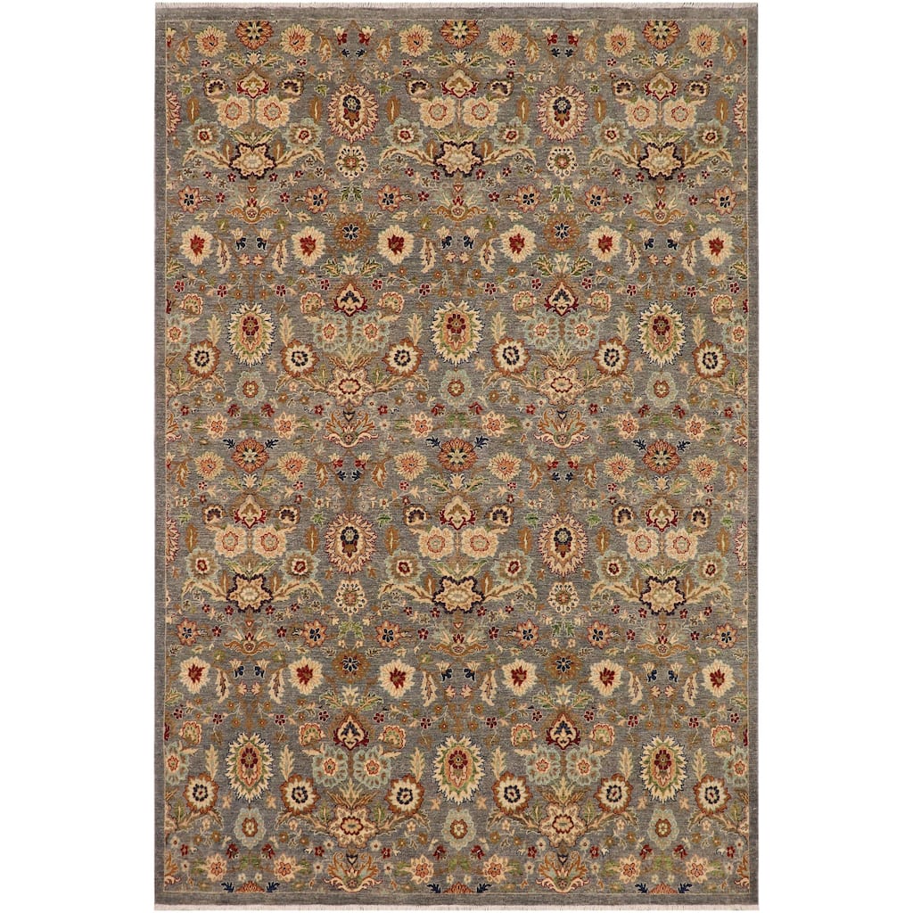 Shabby Chic Ziegler Rozanne Gray Brown Hand-knotted Wool Rug - 9'0" x 11'5"