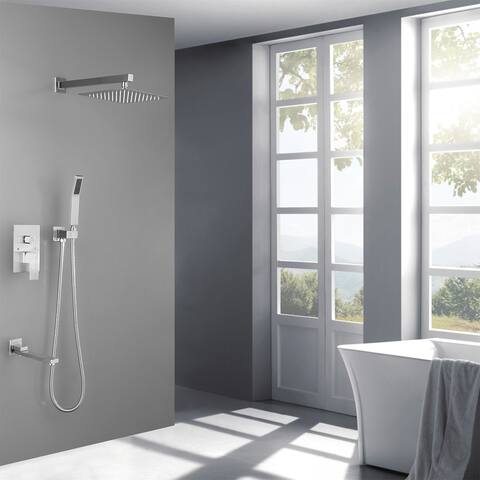 10 Inch Square Bathroom Luxury Rain Mixer Shower Combo Set