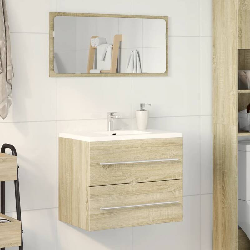 vidaXL Sink Cabinet Sonoma Oak Engineered Wood 23.6 x 15.2 x 18.9 in - 15.2 x 23.6 x 18.9 in