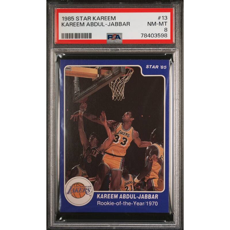 Kareem Abdul-Jabbar 1985 Star Basketball Card #13 Graded PSA 8 - 8'6" x 11'6"