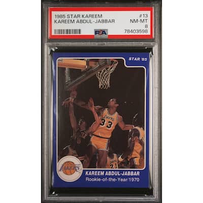 Kareem Abdul-Jabbar 1985 Star Basketball Card #13 Graded PSA 8 - 8'6" x 11'6"