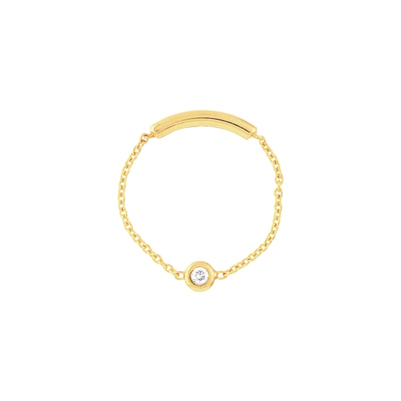 Marquee Jewels 14K Solid Yellow Gold Bezel Set Natural Diamond Chain Ring