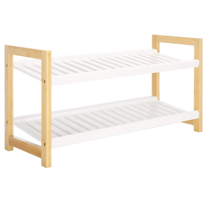 SAFAVIEH Gudmundina Storage Shoe Rack - 27.6 In W x 10.2 In. D x 14.2 In. H - 28Wx10Dx14H