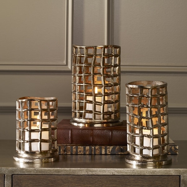 22” Bronze Kavya Nickel Cage Candleholders Set of 3 - N/A