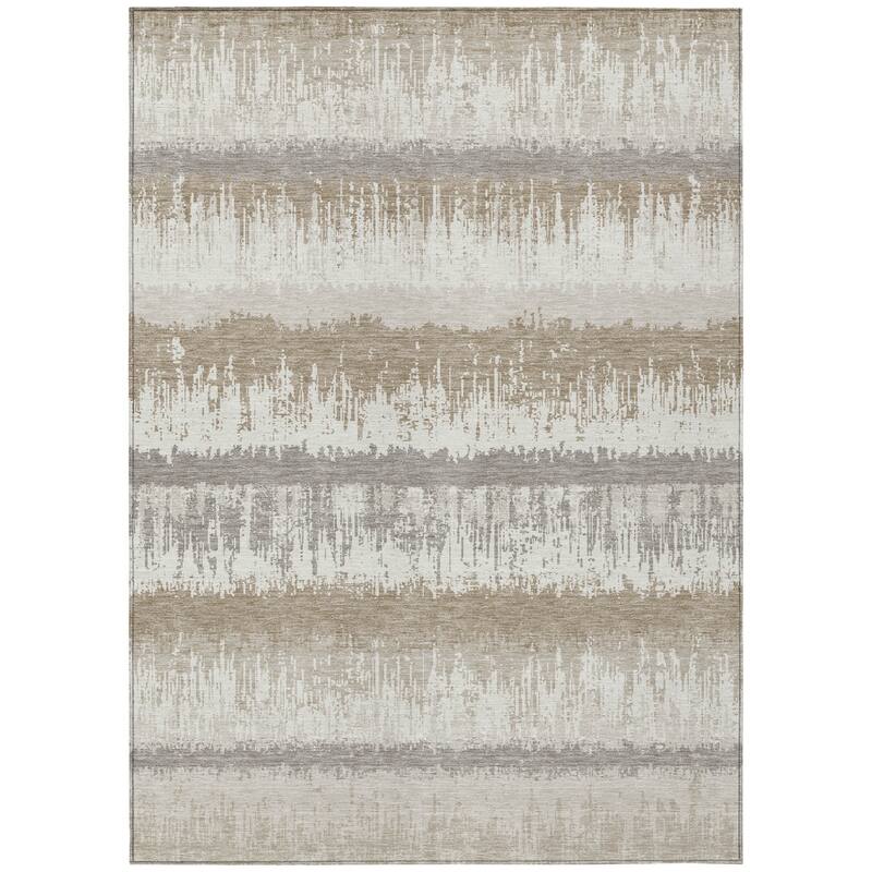 HomeRoots Striped Transitional Rectangle Outdoor Rug