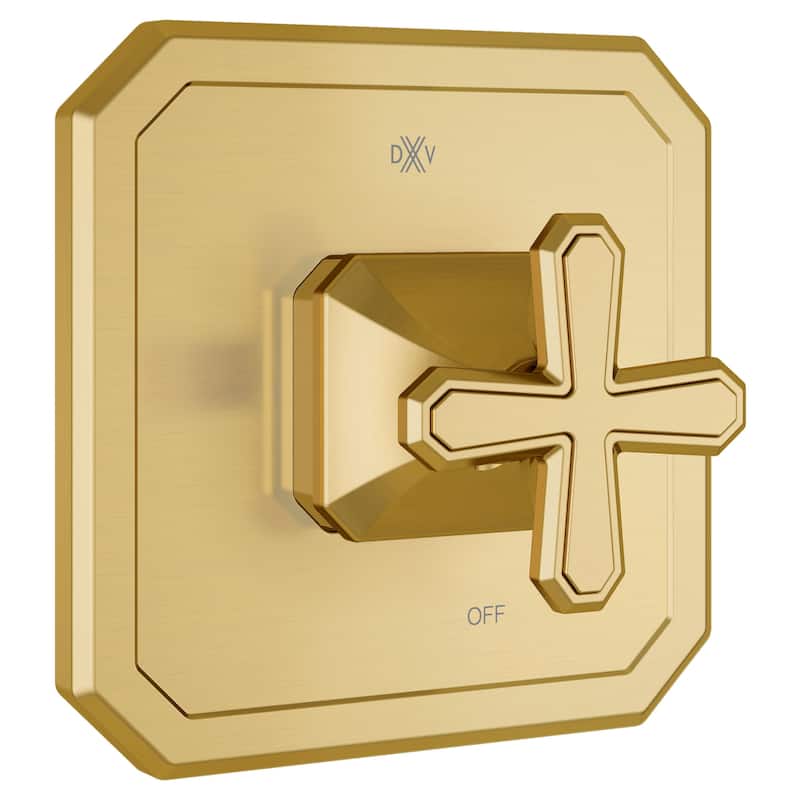 DXV Belshire Pressure Balance Shower Valve Trim with Cross Handles - Satin Brass