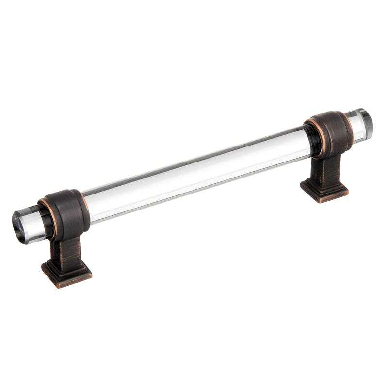 Amerock Glacio Cabinet Door and Drawer Pull - 5-1/16 in (128 mm) Center-to-Center - Clear/Oil-Rubbed Bronze