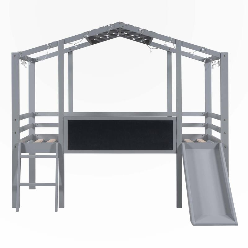 Twin Size Loft Bed with Ladder and Slide