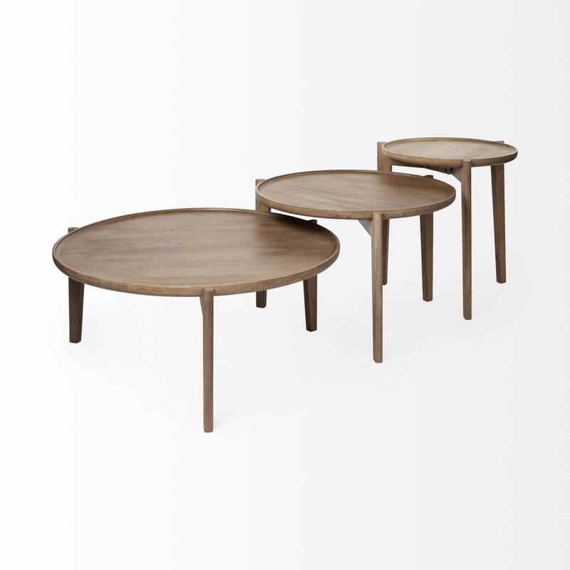 Cleaver I Medium Brown Solid Wood Round Accent Table