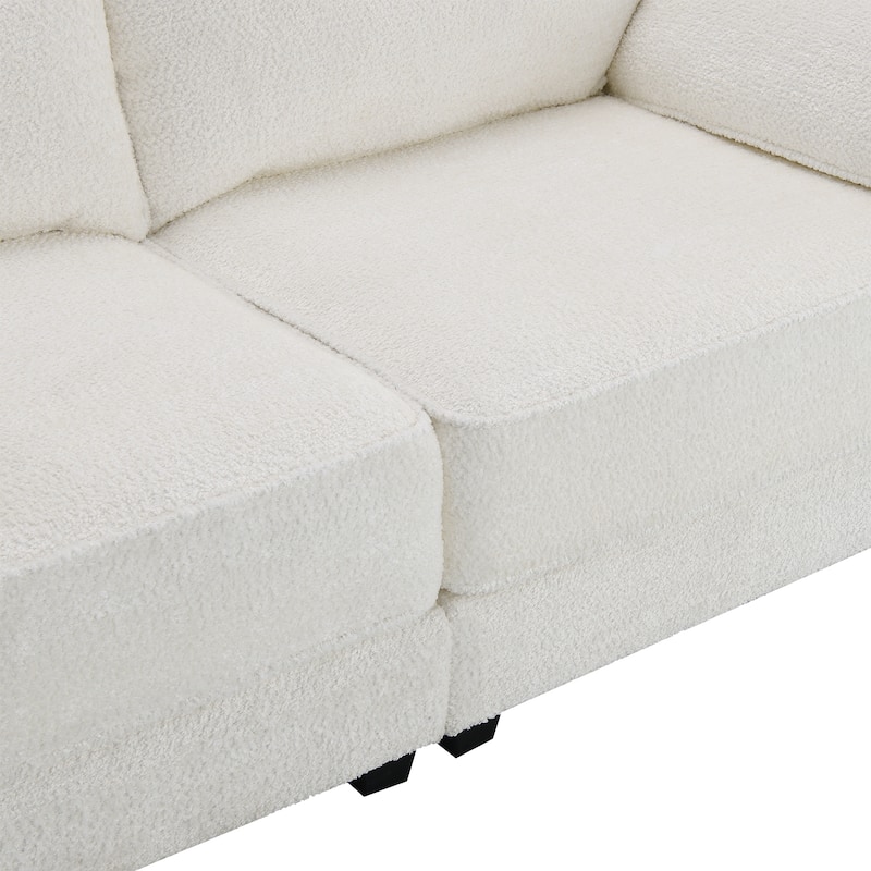 White 81'' Convertible 4-Seat Modular Sectional Sofa with Loveseat and Ottoman, Versatile Design for Living Room or Office