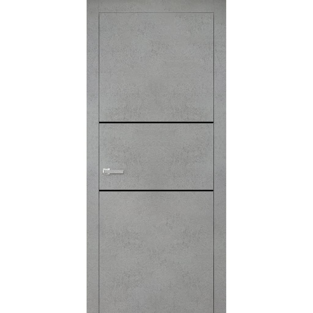 Solid French Door 18 x 80 Planum 0014 Concrete with| Bathroom