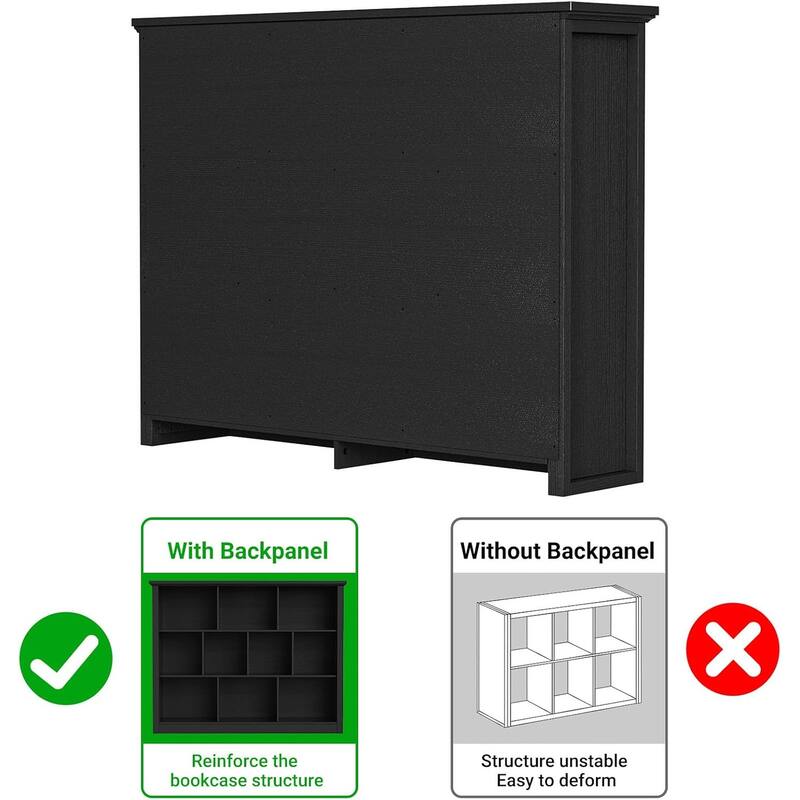 7/10 Cube Bookcase Organizer with Backpanel, 50" Wooden Storage Book Shelf for Living Room, Bedroom, Home Office, Kids Room