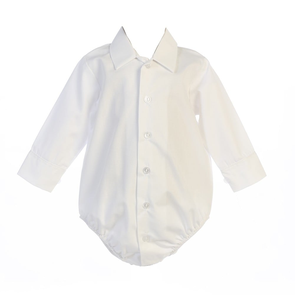 baby button down shirt onesie white