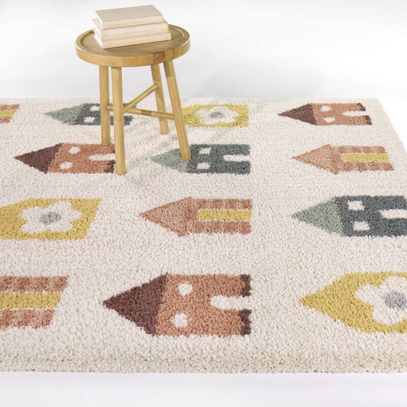 Ville Kids House Area Rug - Multicolor - 3'11" x 5'7"