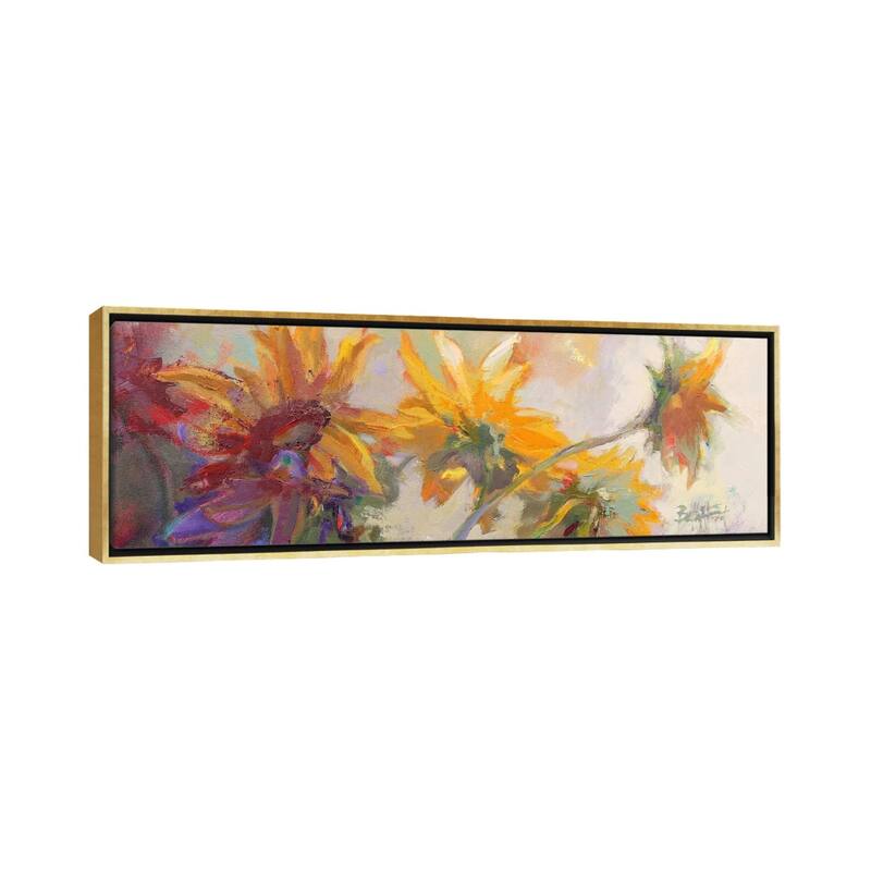 iCanvas "Three Long Blossoms" by Beth A. Forst Framed Canvas Print - 12x36 - Gold