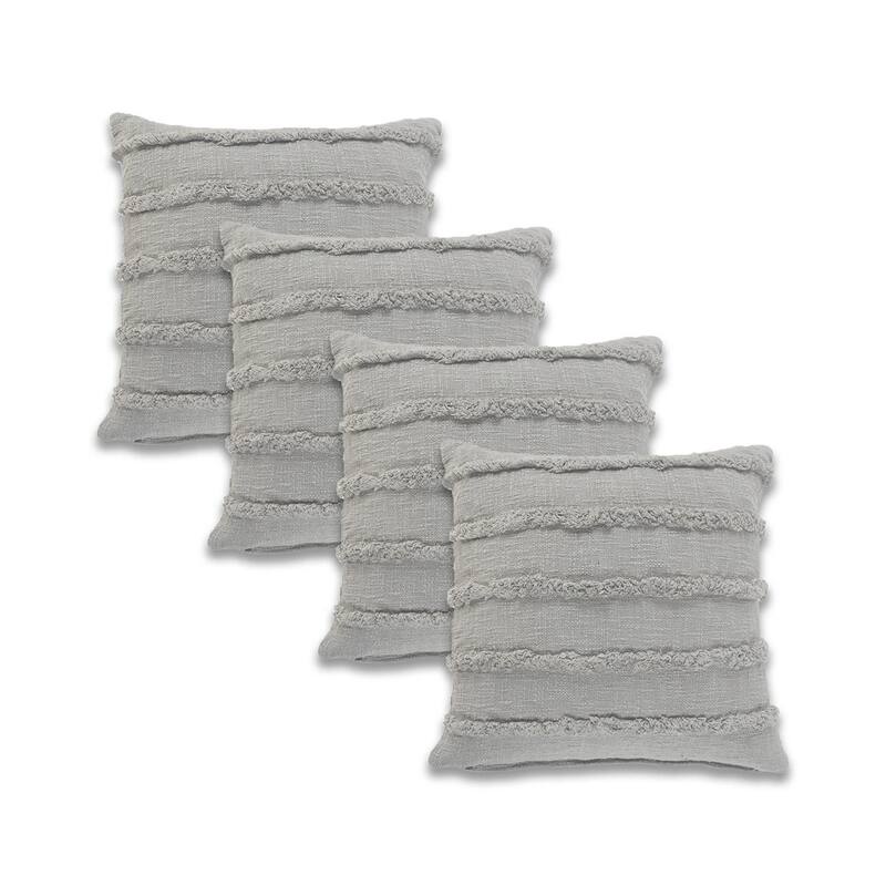 Sevita Birch Solid Natural Cotton Square Throw Pillow, Set of 2 or 4