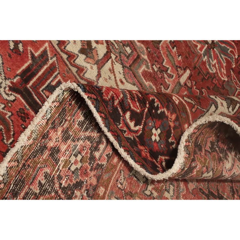 Hand Knotted Oriental 100% Wool Carpet Traditional Medallion Red Heriz Area Rug - 13' 4'' X 10' 0''