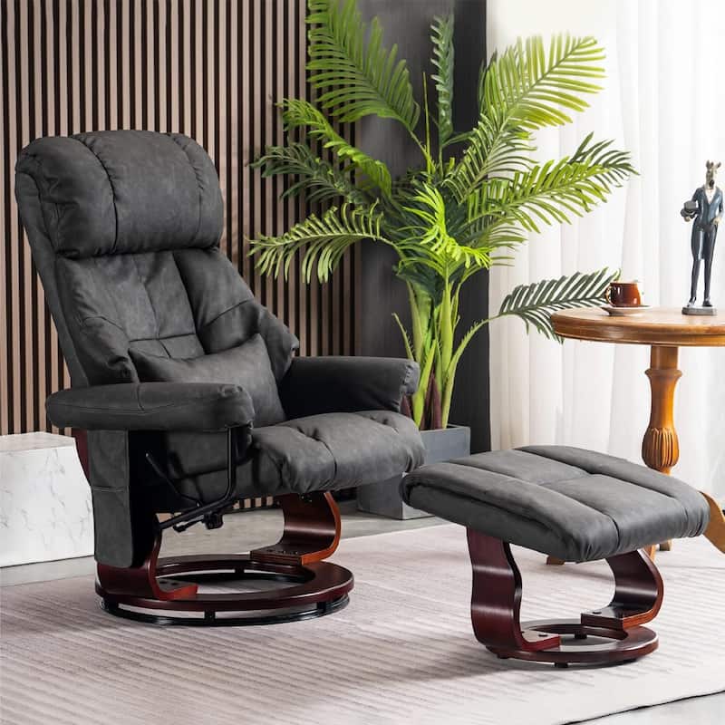 MCombo Set of 2 Recliner Chair with Ottoman Vibration Massag Faux Leather 9068