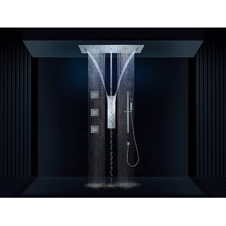 36 inch 64 inch LED light head 5 way thermostatic shower system chrome ...