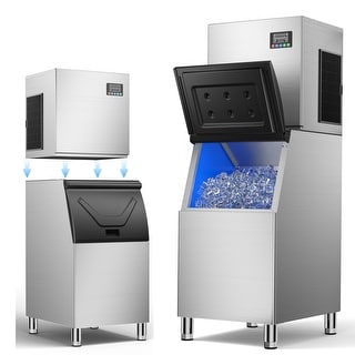 Kndko Commercial Ice Maker Machine, 100 Lbs/24H, Stainless Steel Ice
