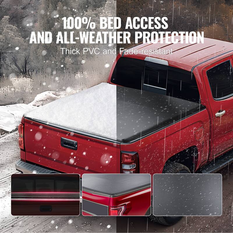 Truck Bed Cover, Roll Up Truck Bed Tonneau Cover, Soft PVC, Roll Up Tonneau Cover