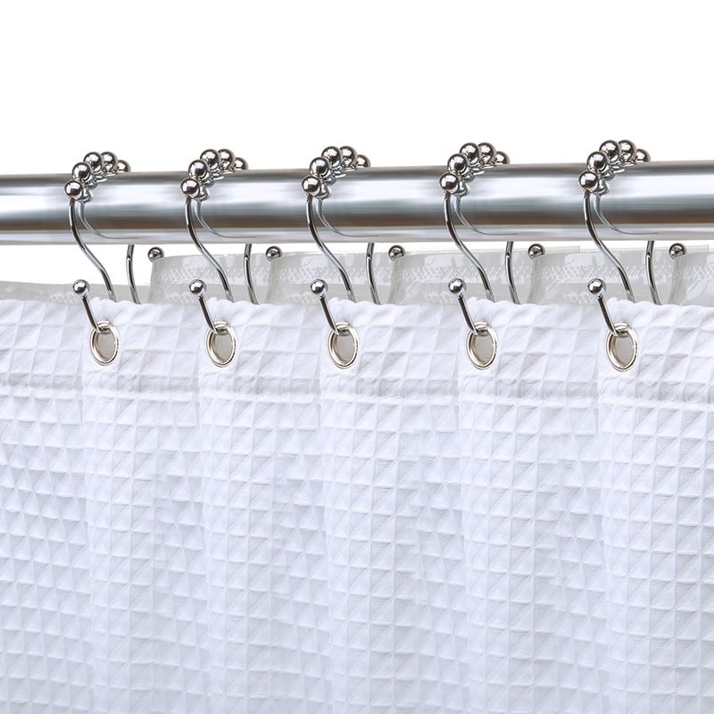 Utopia Alley Double Roller Ball Stainless Steel Shower Curtain Hooks Rings, Set of 12 - Polished Chrome