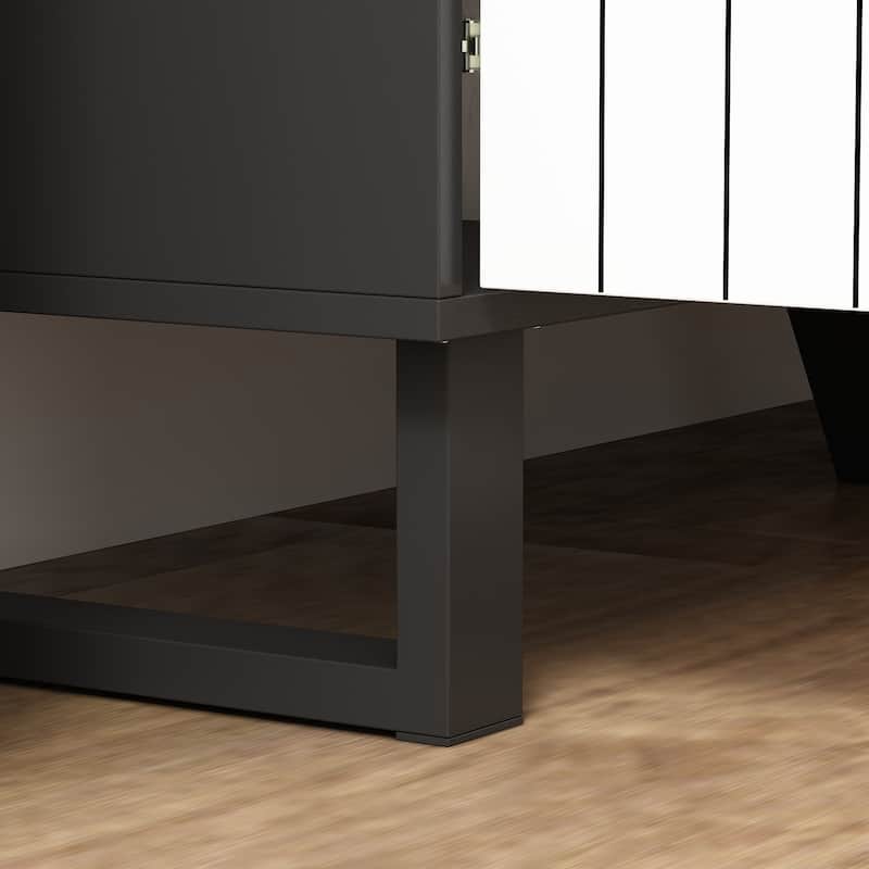 White/Black Buffet Cabinet Coffee Bar Cabinet Cupboard Credenza Buffet - 63"W