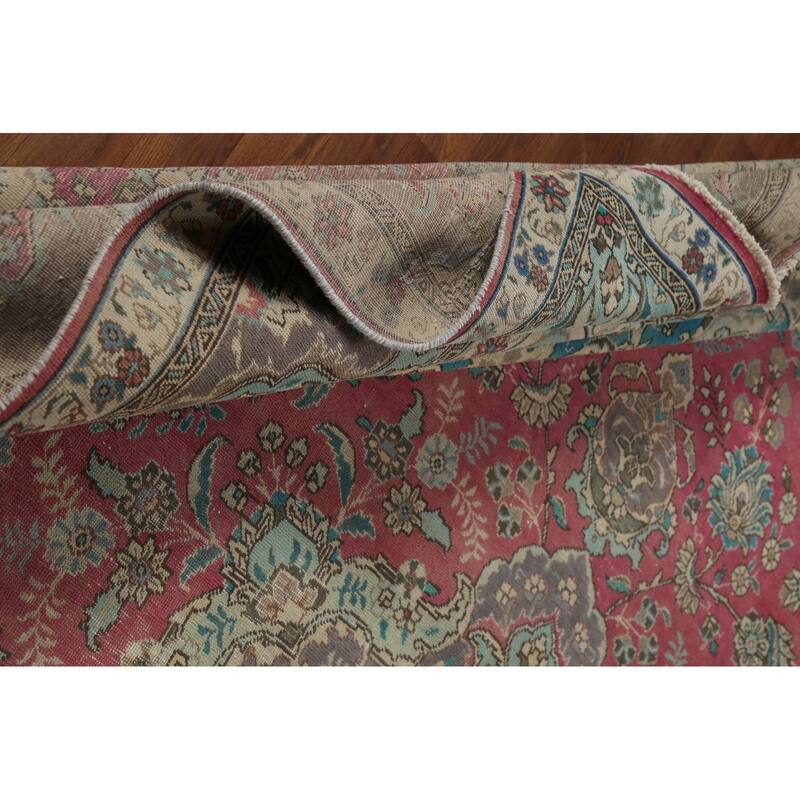 Tabriz Persian Vintage Area Rug Handmade Wool Carpet - 10'1"x 12'10"