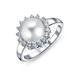 Clear CZ Everbling Sweet Heart with Freshwater Cultured Pearl 925 Sterling Silver Ring Clear CZ Everbling Sweet Heart with Freshwater Cultured Pearl 925 Sterling Silver Ring