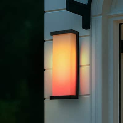 Smart RGB Outdoor Wall Light Modern Large Integrated LED Wall Sconce with Remote and App Control for Porch - W7''