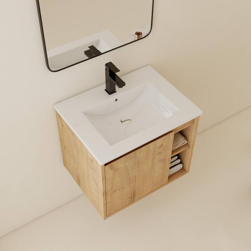 ARTCHIRLY 24/30 Inch Bathroom Vanity with Sink, Floating Bathroom Vanity with Soft Close Door and Shelf