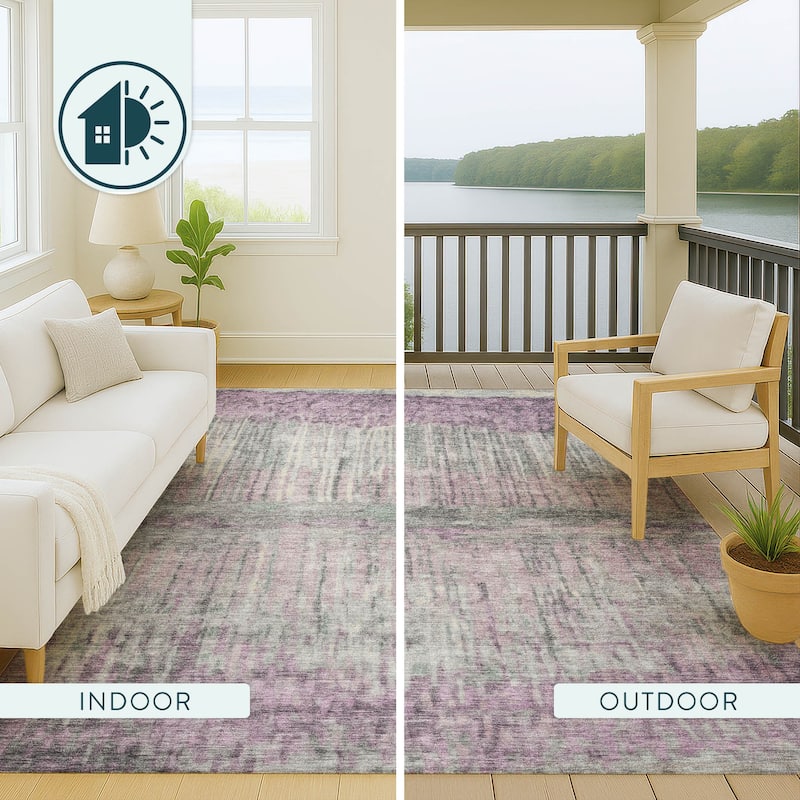Machine Washable Indoor/ Outdoor Modern Ombre Chantille Rug