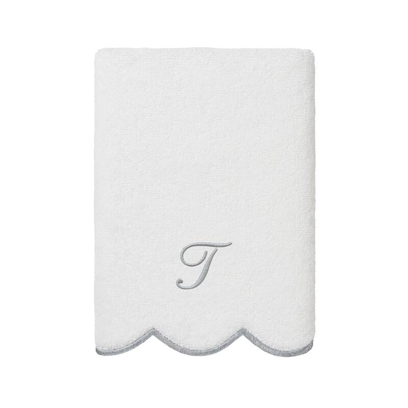 Authentic Hotel and Spa 100% Turkish Cotton Grey ADORNIA Scallop Personalized 3 Piece Towel Set - 3 Piece Set