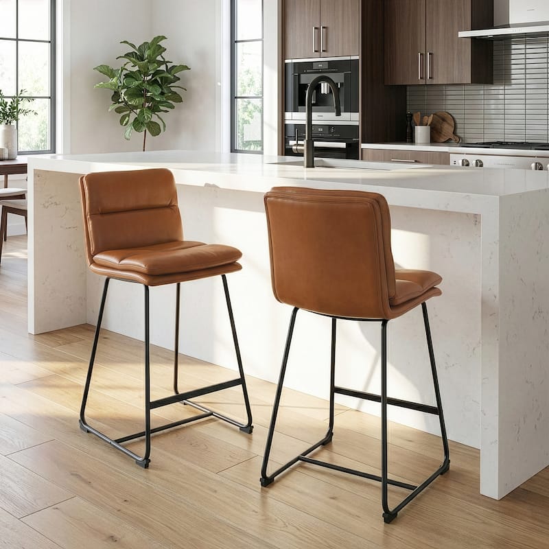 Set of 2 Aulani Upholstered Metal Frame Counter Stool