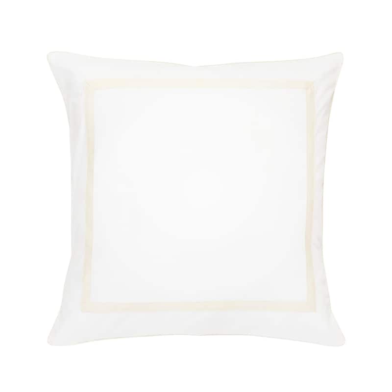 Embroidered Percale Crisp Cotton Hotel Piping Duvet Set and Sham - Ivory Euro Sham - Full - 2 Piece