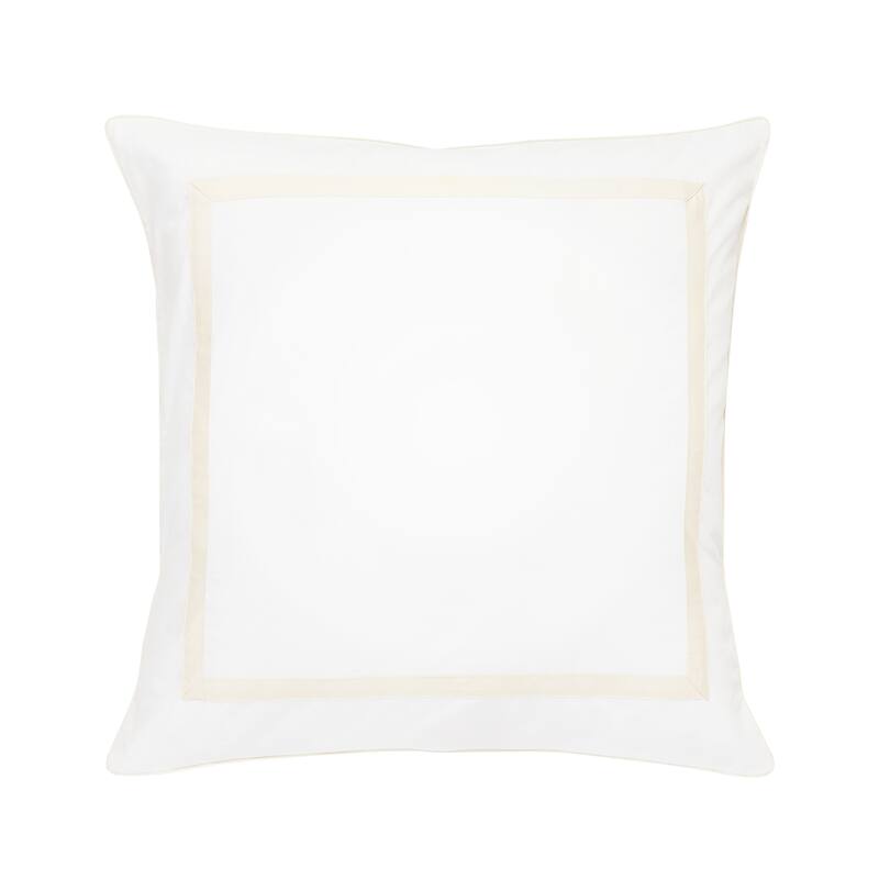 Cotton Percale Hotel Border Piping Ivory Duvet Cover Set