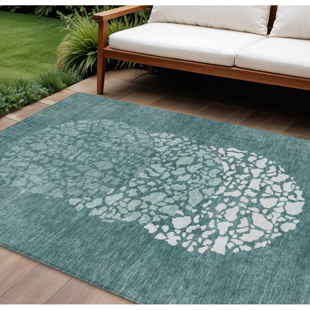 HomeRoots Abstract Transitional Rectangle Outdoor Rug
