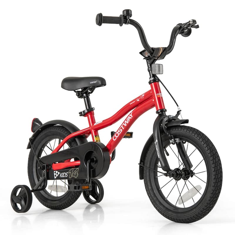 Costway 12"/14"/16"/18" Kids Bike for 3-4 Years Old Boys & Girls with - 14" Red - 14 inch