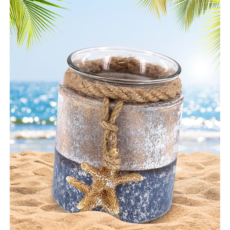 CoTa Global Silver Sea Starfish Candle Holder with Starfish Figure - 3.2″Lx2.8″Wx2.8″H
